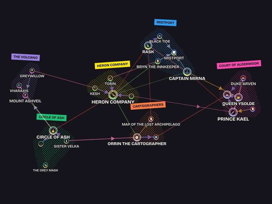 The same map in the Poster style, dark mode